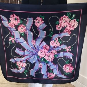 Vintage Bill Blass Floral Silk Scarf